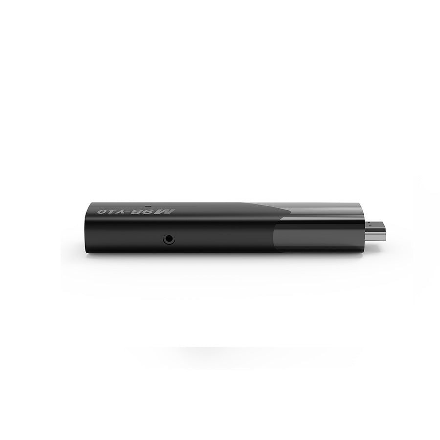 M98-Y10  with compact design, supporting 4K Ultra HD, Android 10, HDMI connection, and remote control for high-quality streaming on smart TVs.