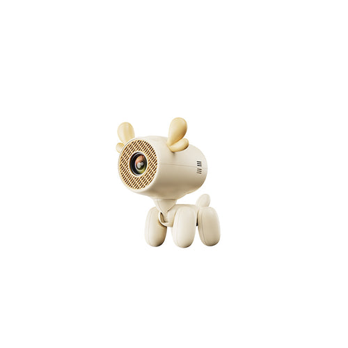JY320LI projector designed to look like a cute beige puppy with playful ears, perfect for kids' rooms and family entertainment